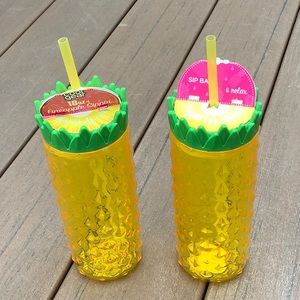 Set of 2 NWT Pineapple 18 oz. Sippin